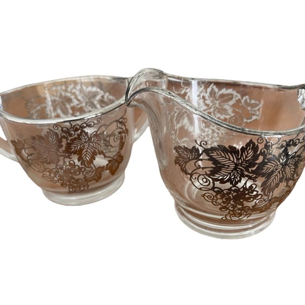 vintage clear pressed glass set